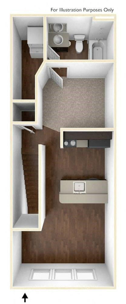 Floor plan for studio, 1 bath, 623 sqft
